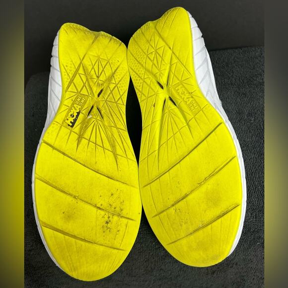 Hoka One One Carbon X 3 White Neon Yellow Athletic Running Shoes Women Size 6.5B - Picture 7 of 10